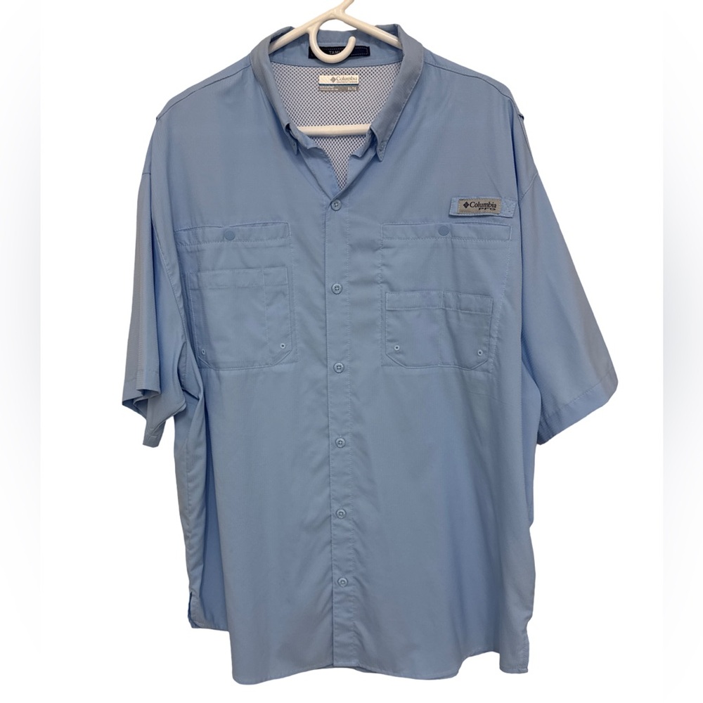 Columbia Tamiai Omni-Shade PFG Button Down Shirt Men’s XL Blue